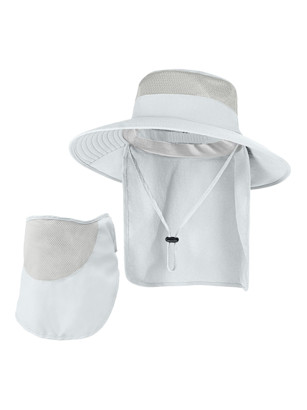 Sun Hats for Men Women Fishing Hat with | Light Gray (With Face Cover) | Size OS